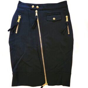 Designer DSQUARED2 Super Cute Black Pencil Skirt with Zippers Size 2